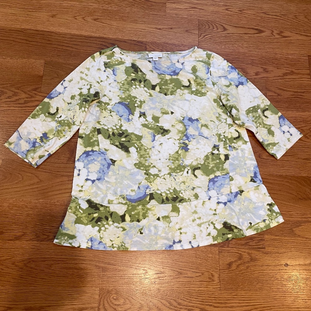 J Jill Pure Jill Elbow Sleeve Peplum Top, Size S